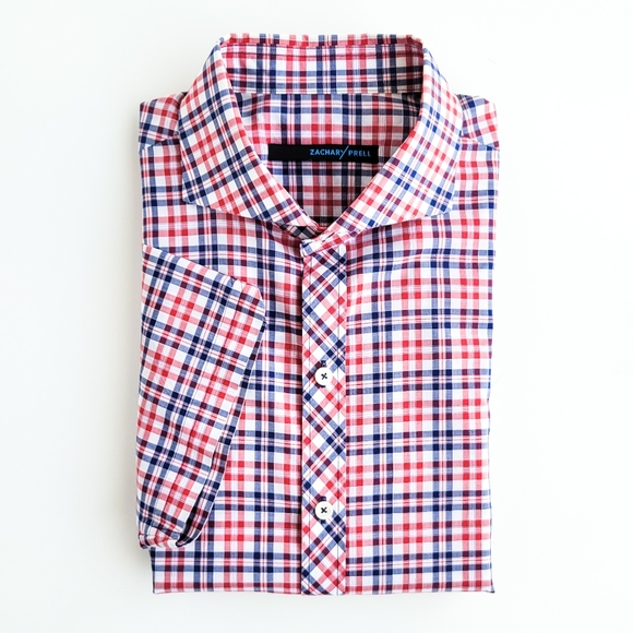 Zachary Prell Other - Zachary Prell Short Sleeve Button Up Shirt Casual Plaid Red White Blue Mens L